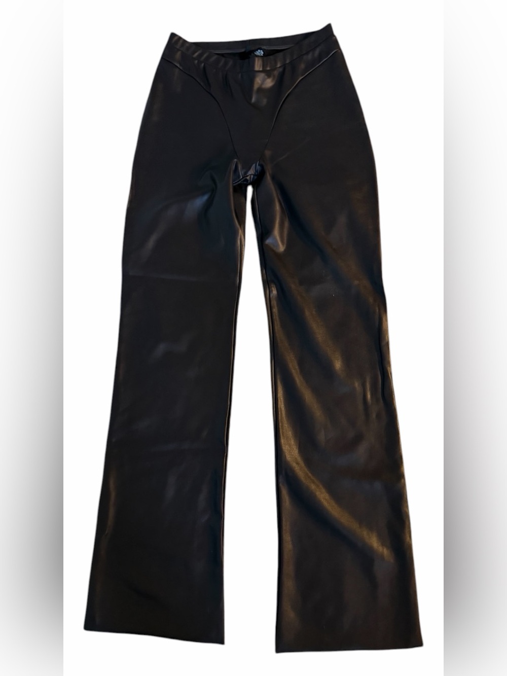 Black Faux Leather Wide-Leg Pants by skims size Large